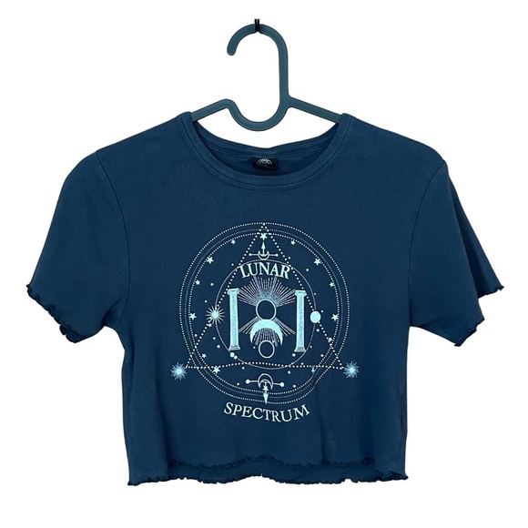 Urban Outfitters Tops - Urban Outfitters Lunar Spectrum Graphic Navy Cropped Baby Tee